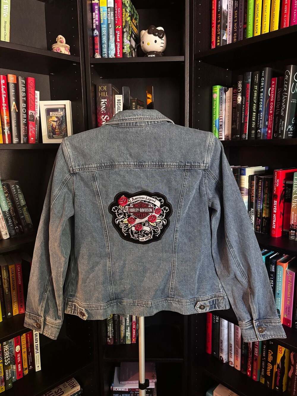 Christopher & Banks Denim Jacket Size M Harley Davidson Patch